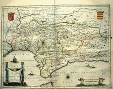 Andalusia, colored engraving from the book 'Le Theatre du monde' or 'Nouvel Atlas', 1645, created…