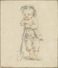 Boy leaning on a Spade. Artist: Unknown.