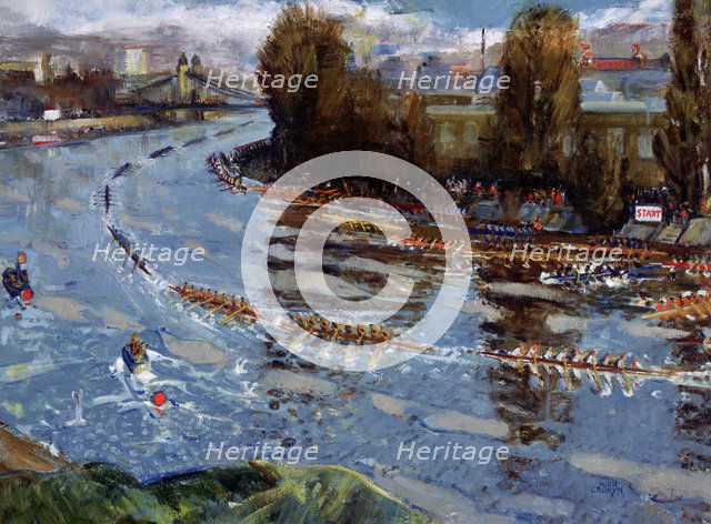 'Head of the River for Schools', (rowing race on the Thames, London), after c1925. Artist: Hugh Cronyn