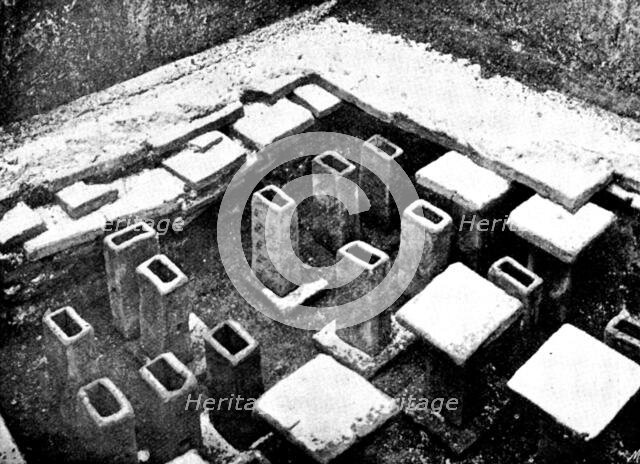 The Roman Villa recently discovered at Darenth, Kent: hypocaust constructed with flue-tiles, 1895. Creator: Ernest Christopher Youens.