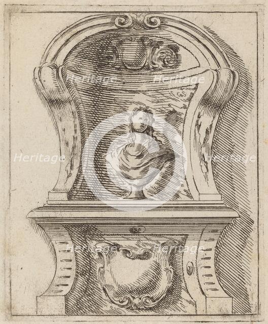 Architectural Motif with a Bust, c. 1690. Creator: Carlo Antonio Buffagnotti.