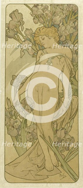 Iris (From the Series Flowers), 1898. Creator: Mucha, Alfons Marie (1860-1939).
