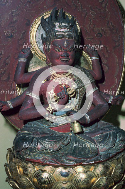 Japanese figure of the Adibuddha Aizen-Myo-O. Artist: Unknown