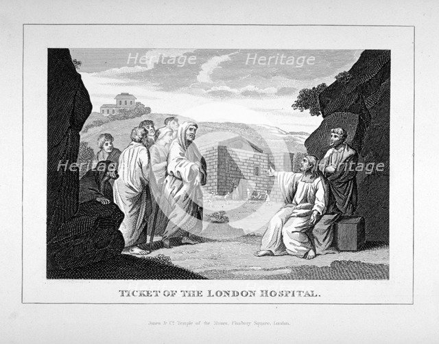 Ticket for the London Hospital showing Christ and the disciples, c1825. Artist: Charles Grignion