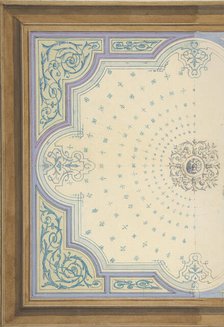 Design for the decoration of a ceiling with strapwork and rinceaux, 1830-97. Creators: Jules-Edmond-Charles Lachaise, Eugène-Pierre Gourdet.