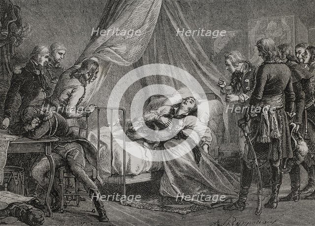 Death of General Hoche in Wetzlar, due to tuberculosis, on 19 September 1797, (1879).  Creator: Unknown.