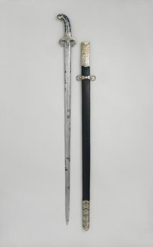 Sword with Scabbard, Grip and guard, Turkish, Ottoman..., late 17th century. Creator: Unknown.