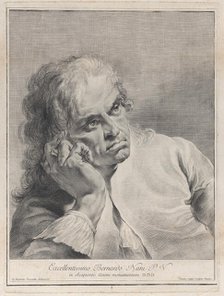 Pensive man resting his head on his hand, 1743. Creator: Giovanni Cattini.