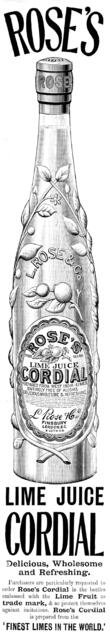 Advertisement for Rose's Lime Juice Cordial, 1898. Creator: Unknown.