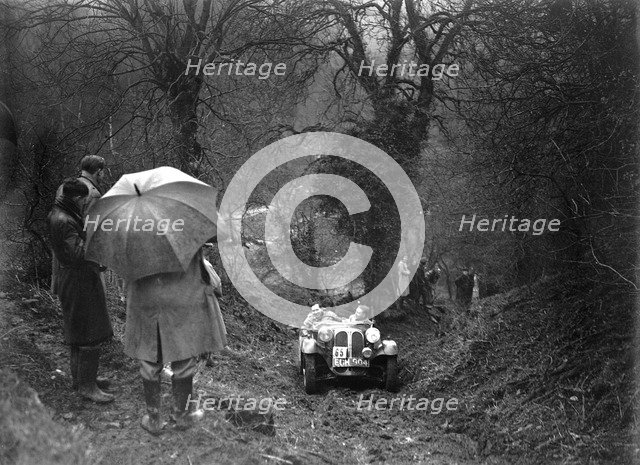 1937 Frazer-Nash BMW 319/55 taking part in the Petersfield Trial, 1938. Artist: Bill Brunell.