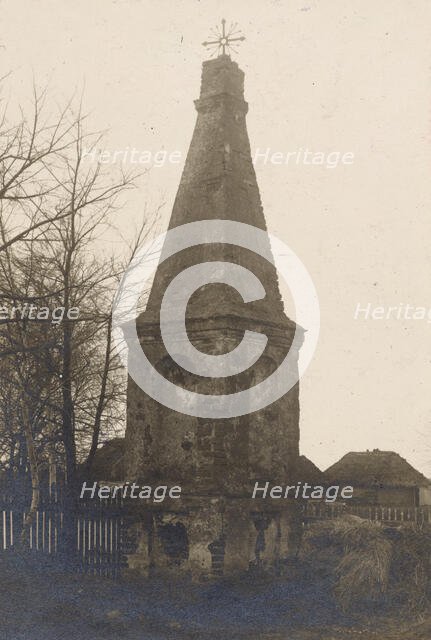 Obelisk monument placed on the grave of the fallen during the Swedish Deluge, Grabów, c1920-30. Creator: Unknown.