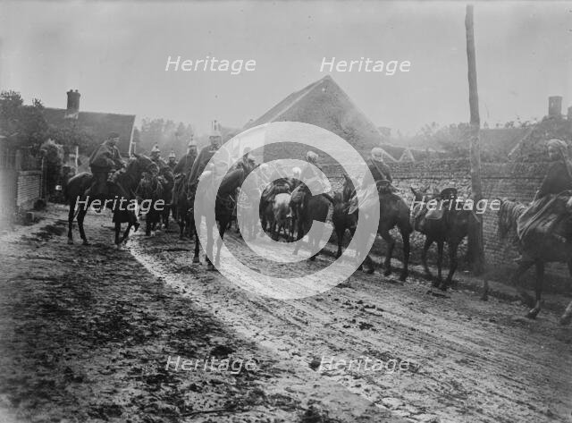 Ribecourt, Dragoon & Spahi Patrols meet, 1914. Creator: Bain News Service.