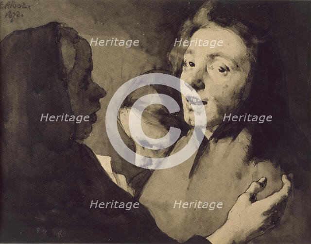 Conversation Piece: Three Heads, 1872. Creator: Theodule Ribot.