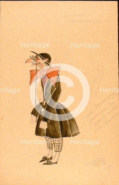 Costume design for the play "Sherlock Holmes and Nick Carter" in the Proletcult Theatre, 1922. Creator: Eisenstein, Sergei Mikhailovich (1898-1948).