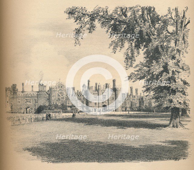 'The West Front of Hampton Court Palace', 1902. Artist: Thomas Robert Way.
