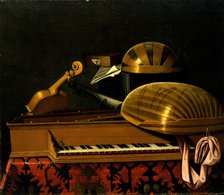 Still Life with Musical Instruments and Books, Mid of 17th cen.. Artist: Bettera, Bartolomeo (1639-c. 1688)