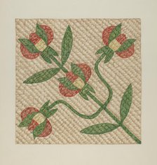 Tulip Pattern Quilt, 1935/1942. Creator: Fred Hassebrock.