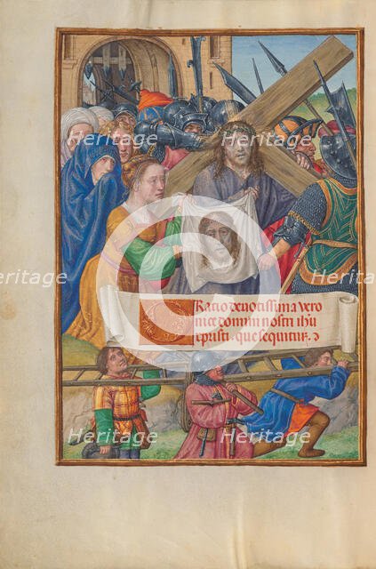 The Way to Calvary and Saint Veronica with the Sudarium; Spinola Hours, about 1510-1520. Creator: Master of James IV of Scotland.