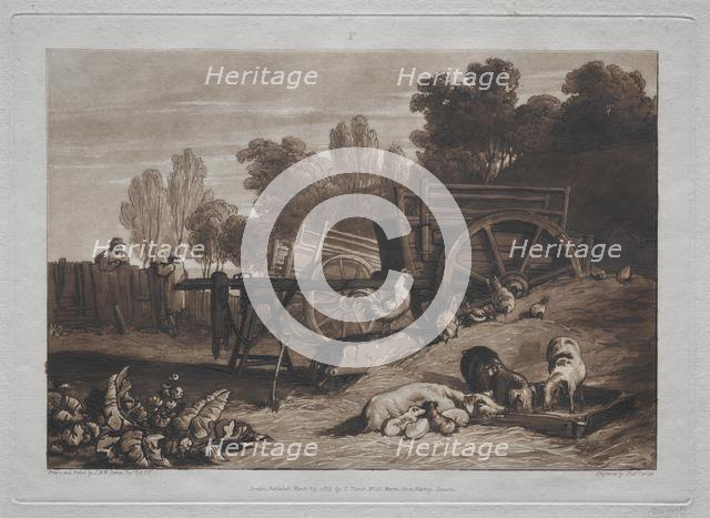 Liber Studiorum: The Farmyard with the Cock. Creator: Joseph Mallord William Turner (British, 1775-1851).