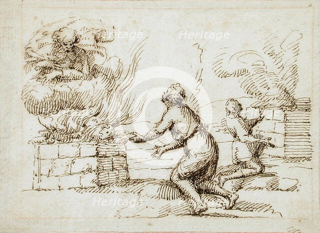 Sacrifice of Cain and Abel, 16th-17th century. Creator: Francesco Allegrini.