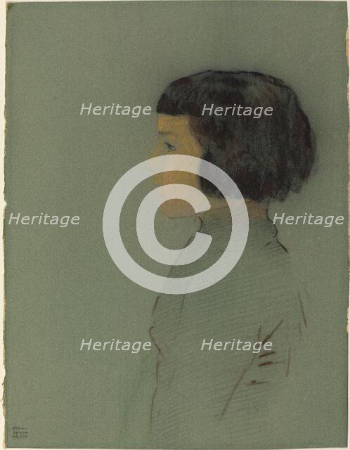 Young Woman in Profile, 1910. Creator: Odilon Redon.