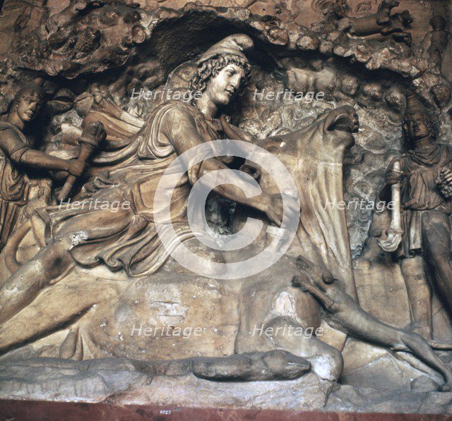 Roman depiction of Mithras killing the bull, 3rd century. Artist: Unknown