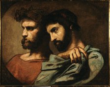 Etude de détail pour "Les Romains de la décadence" : Les deux philosophes, 1847. Creator: Thomas Couture.