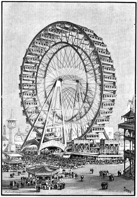 Giant Ferris wheel, International Exhibition, Chicago, 1893. Artist: Unknown