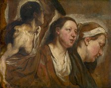 Two Female Heads and Torso of a Warrior, 1620-1623. Creator: Jacob Jordaens I.