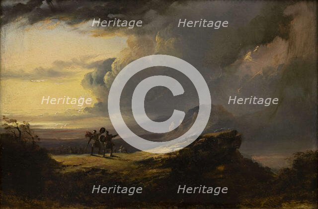 Macbeth and Banquo Meet the Three Witches, 1849-1851. Creator: Martin, John (1789-1854).