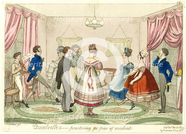 Quadrilles - Practising for Fear of Accidents, published March 24, 1817. Creator: Isaac Robert Cruikshank.
