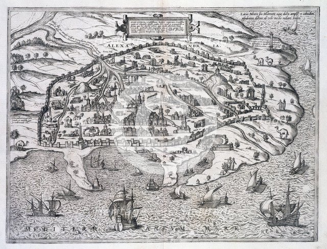 Map of Alexandria, Egypt, c1625. Artist: Unknown