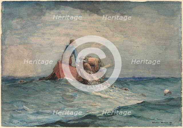 Hauling in the Nets, 1887. Creator: Winslow Homer.