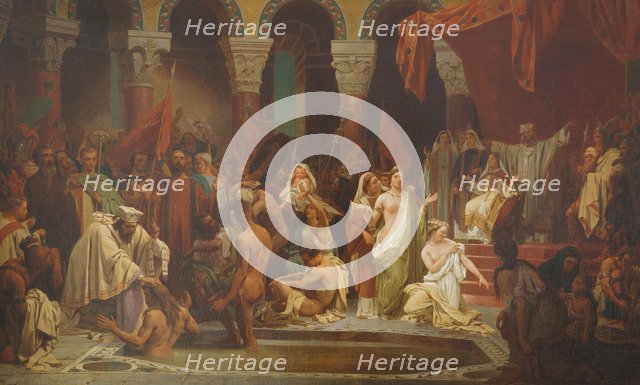 The baptism of Clovis. Artist: Rigo, Jules Vincent (1810-1892)