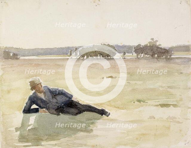 A man loitering in the meadow, c1890s. Creator: Albert Edelfelt.