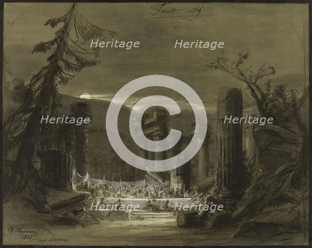 Stage design for the opera Faust by Ch. Gounod, 1865. Creator: Chaperon, Philippe (1823-1906).