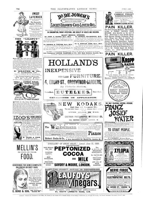 Page of advertisements, 1890. Creator: Unknown.