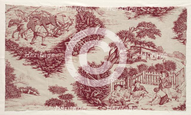 Fragment of Printed Cotton, c. 1785 - 1790. Creator: Unknown.