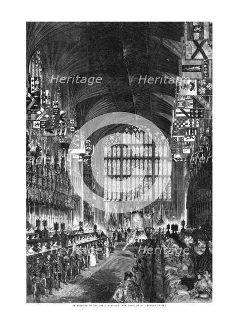 'Celebration of the Royal Marriage - The Choir of St. George's Chapel.', 10 March 1863. Artist: Unknown.
