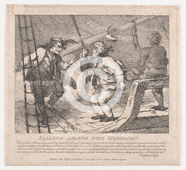 Sailing Among the Hebrides (Picturesque Beauties of Boswell, Part the Second), Ju..., June 10, 1786. Creator: Thomas Rowlandson.