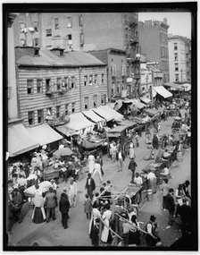 Jewish market on the East Side, New York, N.Y., between 1890 and 1901. Creator: Unknown.