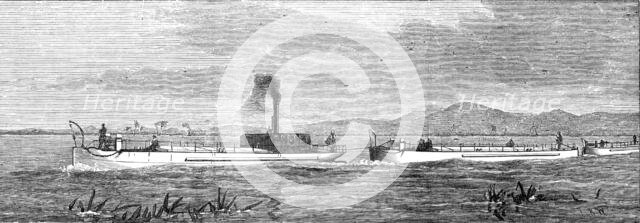 The Indian Famine: steam-tugs and lighters for conveying grain, 1874. Creator: Unknown.