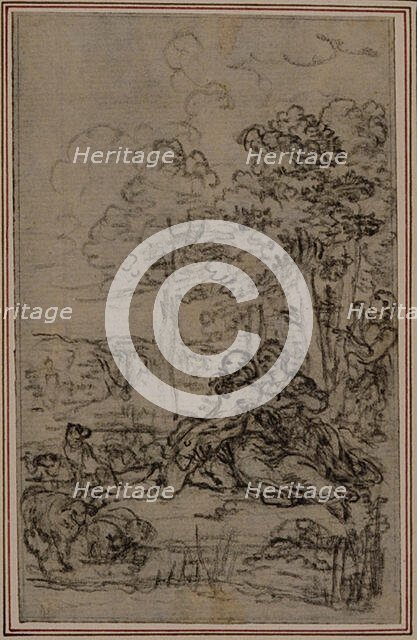 Study for Vignette in Fontenelle's (attr.) "Les Amours de Mirtil", Canto IV, c. 1761. Creator: Hubert Francois Gravelot.