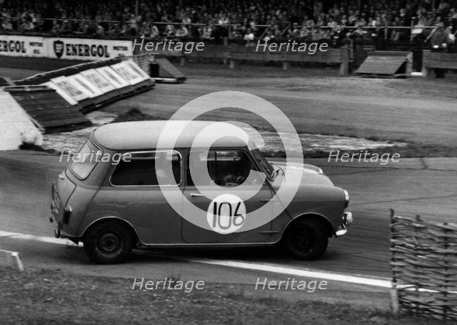 Morris Mini skidding at chicane, Goodwood 1961. Creator: Unknown.