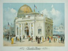 Chocolate-Menier Pavilion, World's Columbian Exposition, Chicago, Illinois, Perspective View, 1893. Creator: Peter Joseph Weber.