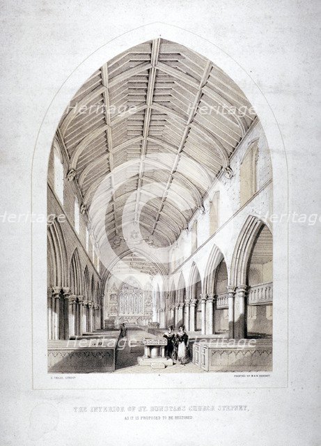 Church of St Dunstan, Stepney, London, 1846. Artist: George Childs