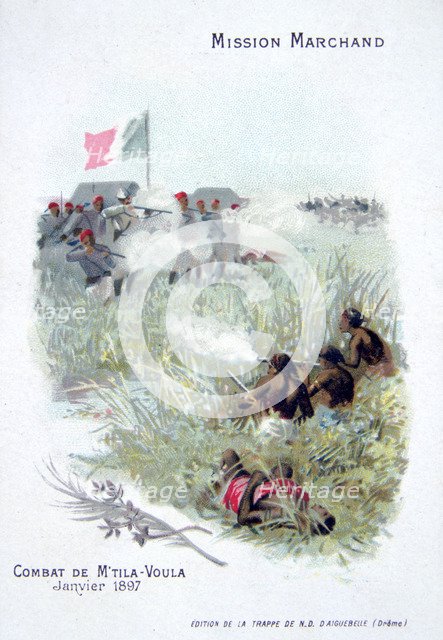 The Marchand expedition: fighting at M'tila Voula, January 1897. Artist: Unknown