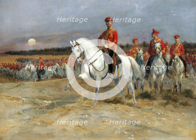 Tsarevich Nicholas Reviewing the Troops. Artist: Detaille, Édouard (1848-1912)