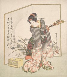 New Year Greeting Card for "Rat" Year, 1828. Creator: Yanagawa Shigenobu.
