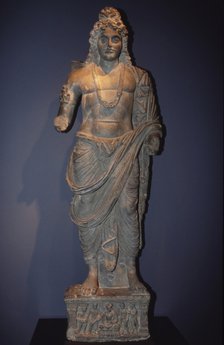 Stone figure from 3rd-4th centuries representing the divinity or superior being Bodhisattva. From…